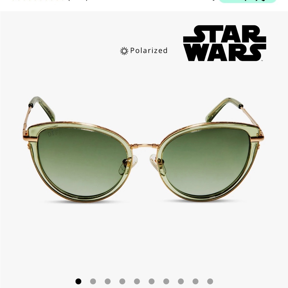 Diff Eyewear Gold and Green Sunglasses